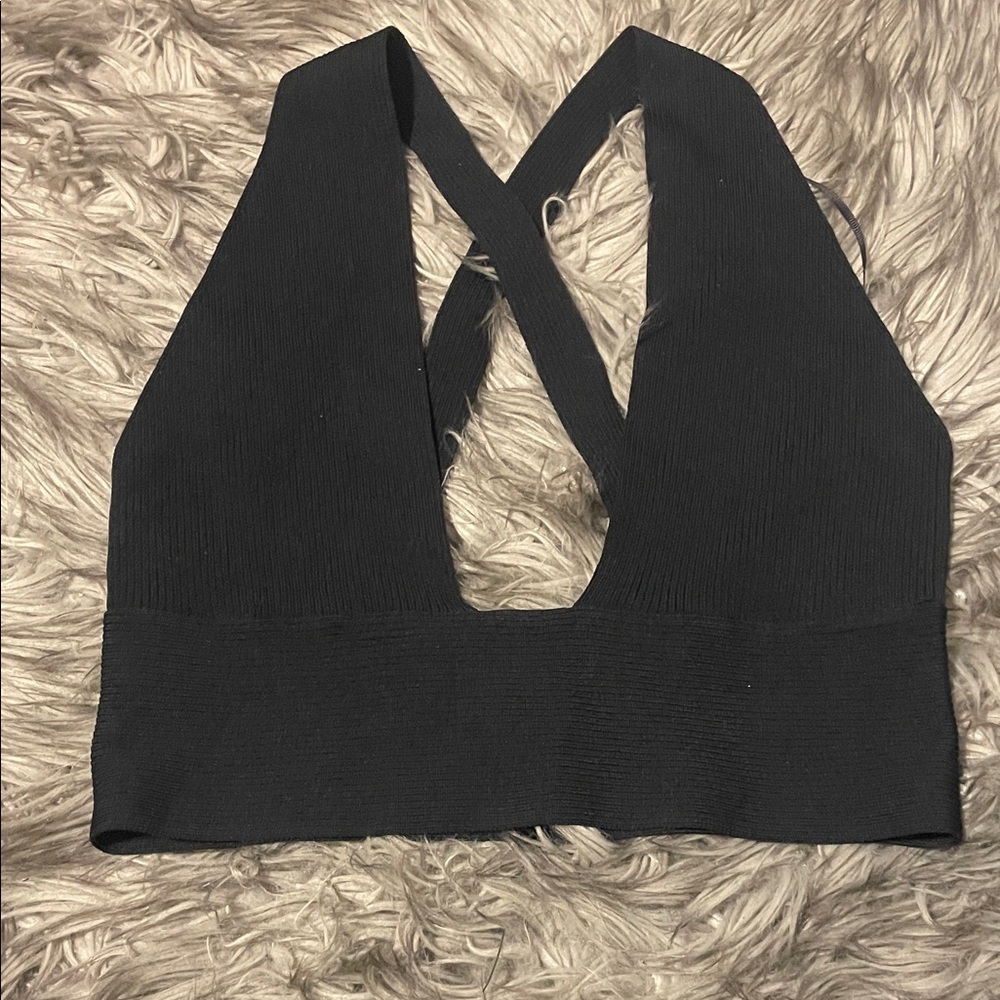 ZARA Chic Black Cross-Back Top